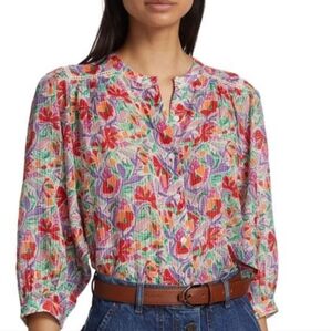 ba&sh Amedee Multicolor Floral Print Blouse Size Xs Nwt